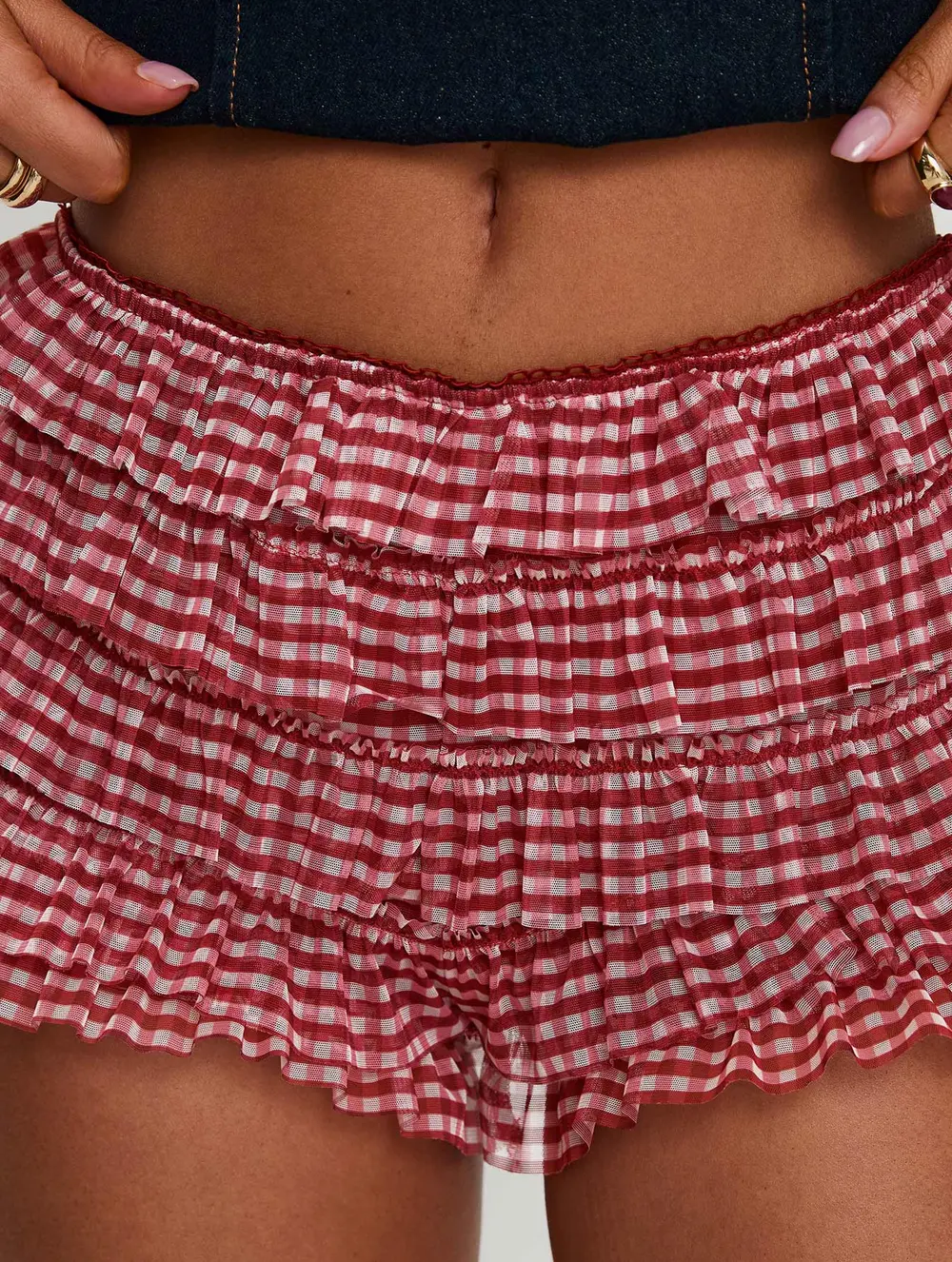 Biscotti Low Rise Bloomer Shorts Red Gingham