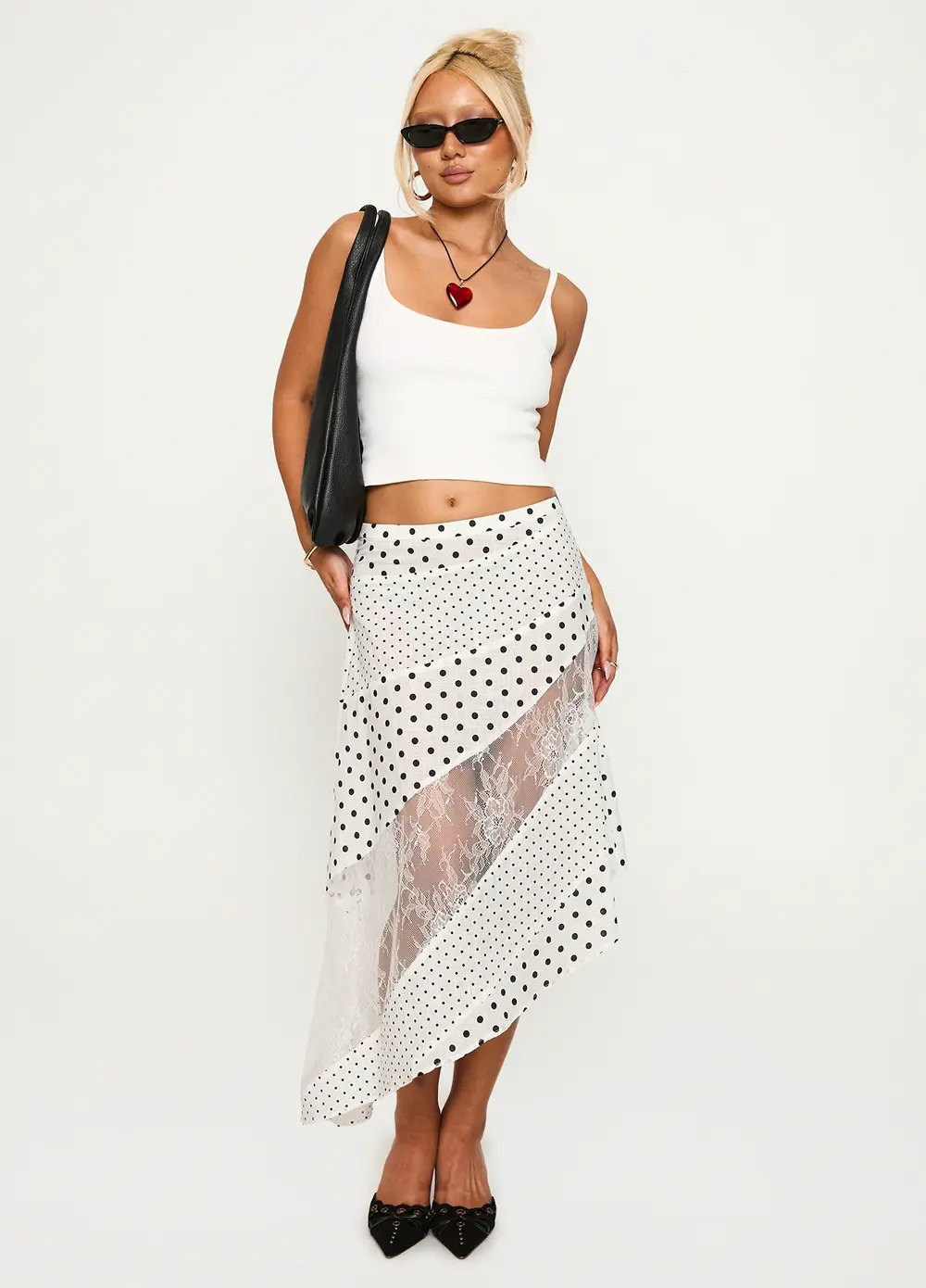 Rennar Maxi Skirt White / Polka Dot Petite