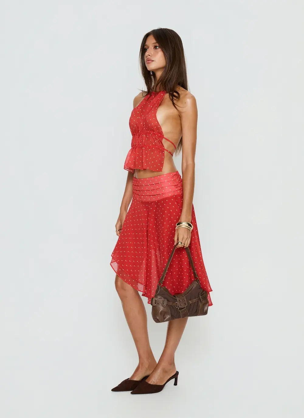 Legacy Midi Skirt Tomato Polka