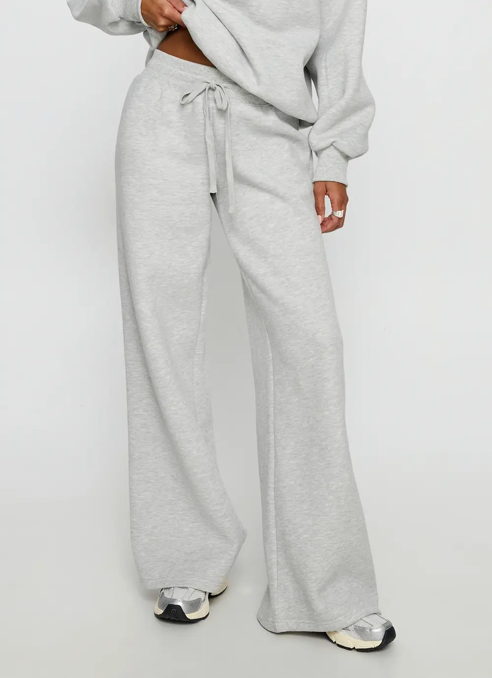 Princess Polly Stargirl Wide Leg Sweat Pants Grey Marle