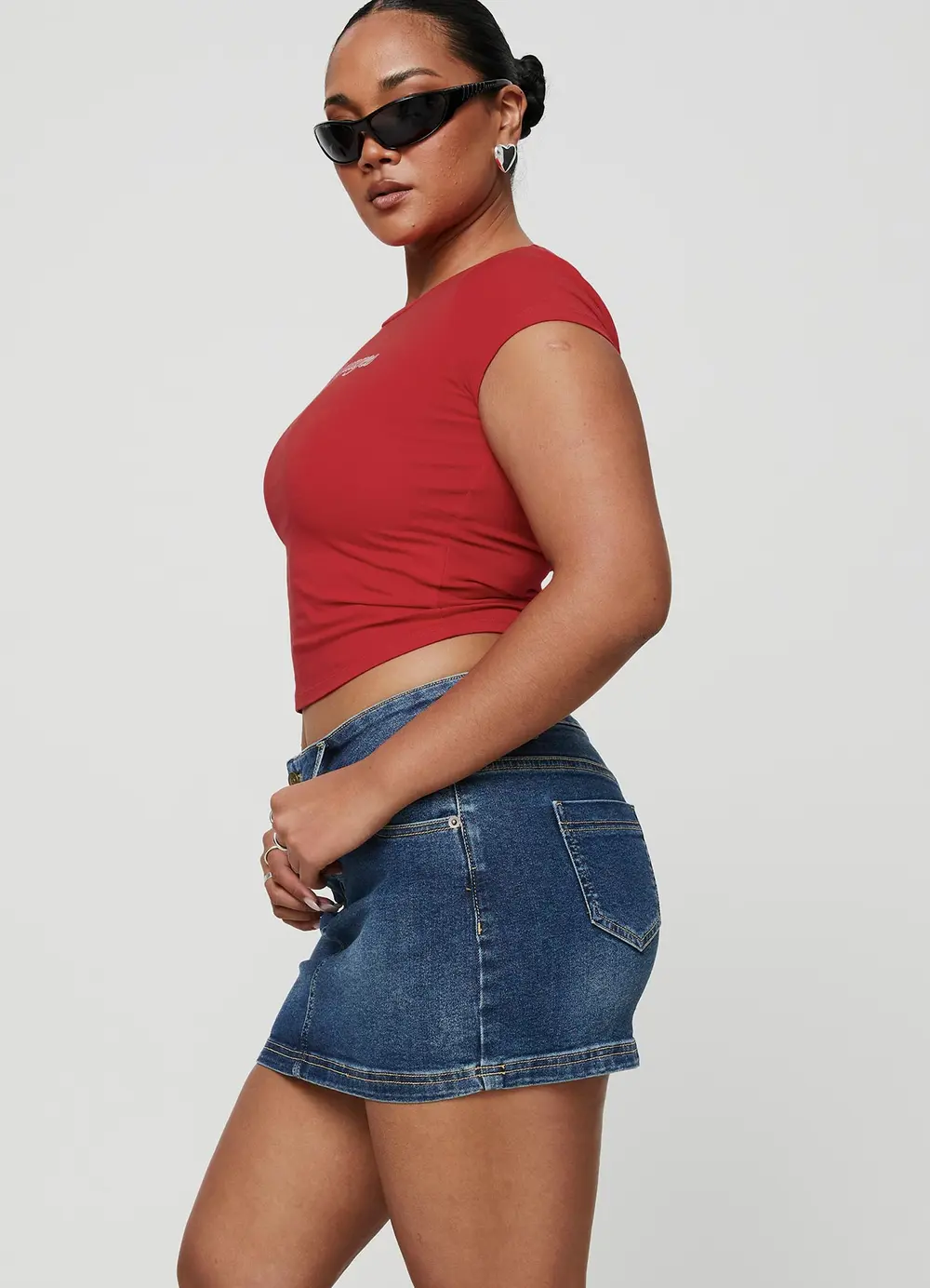 Faya Low Rise Denim Mini Skirt Dark Blue