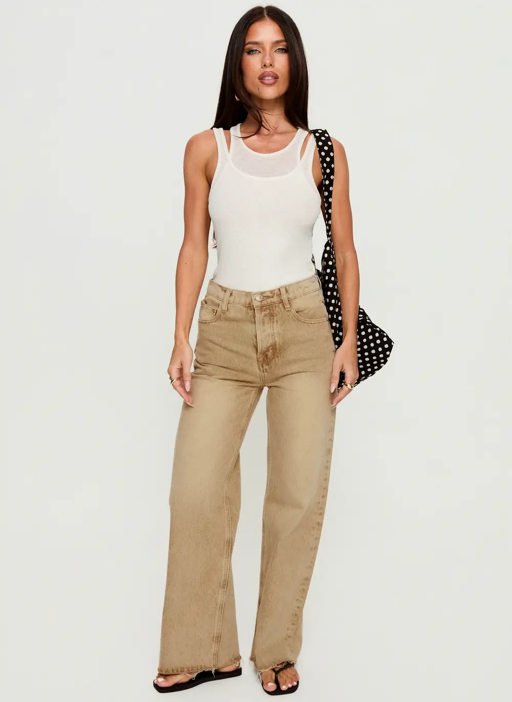 Fawcett High Rise Straight Leg Jeans Tan