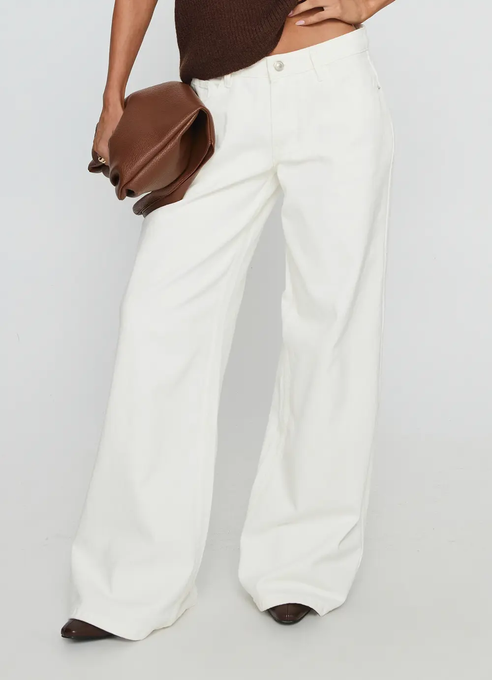 Ramos Low Rise Wide Leg Jeans White