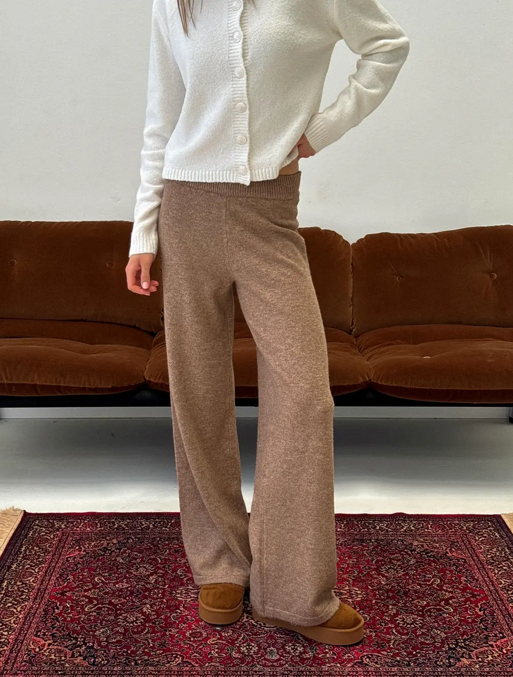 Bekki Wide Leg Knit Pant Mocha