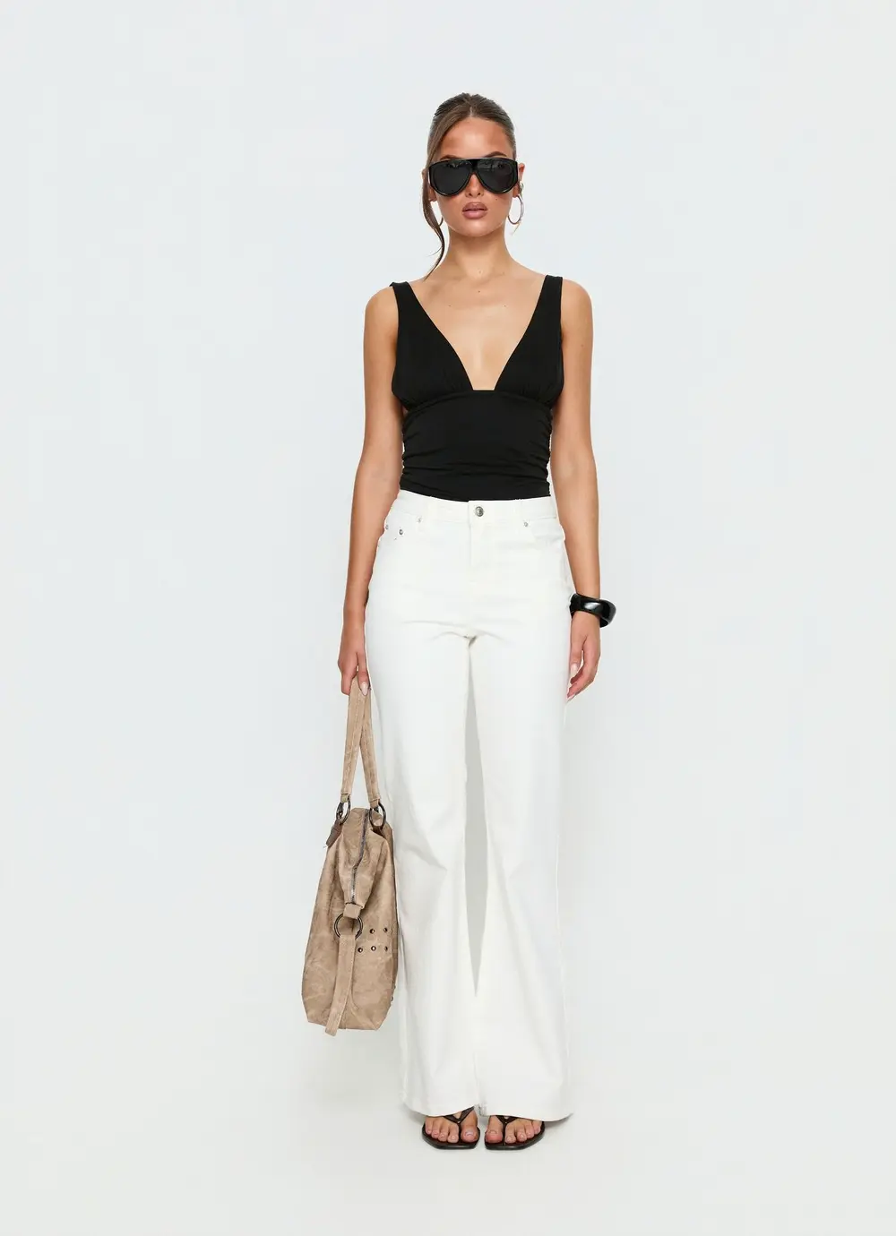 Magic Mirror Mid Rise Bootleg Jeans Ecru