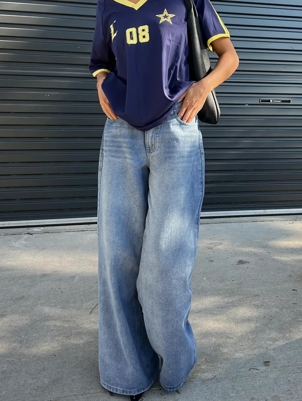 Naylor Mid Rise Wide Leg Jeans Light Blue Wash