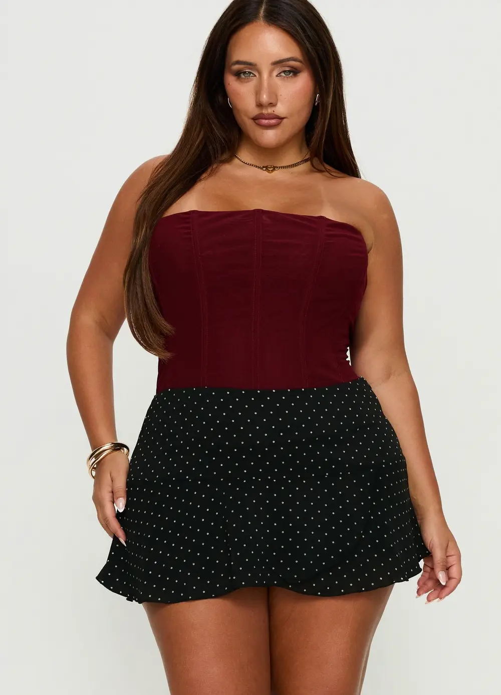 Sonsie Mini Skirt Black / White Polka Curve