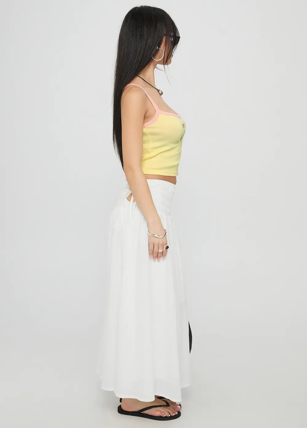 Vence Ruched Maxi Skirt White
