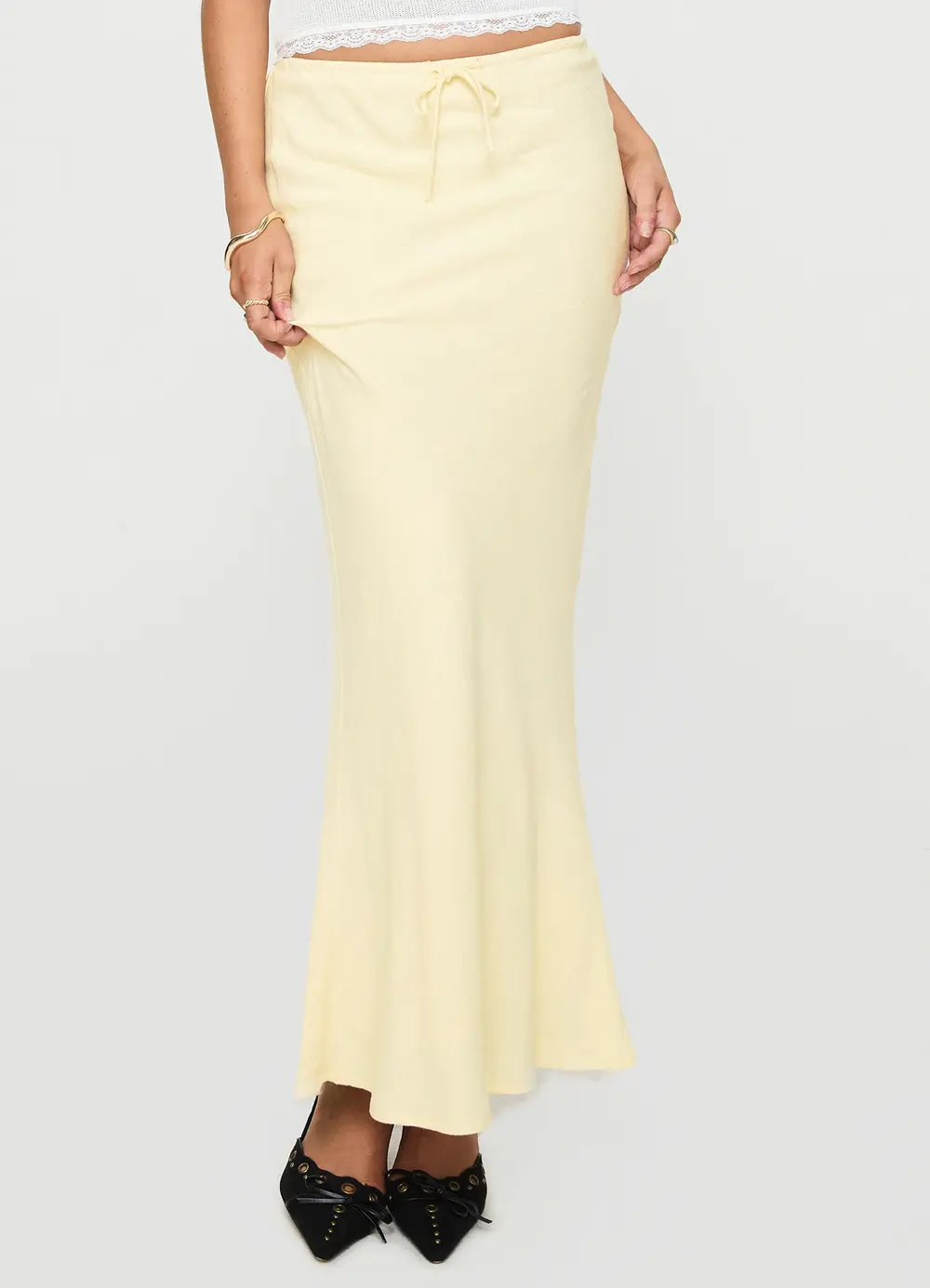 Mercer Linen Blend Maxi Skirt Lemon