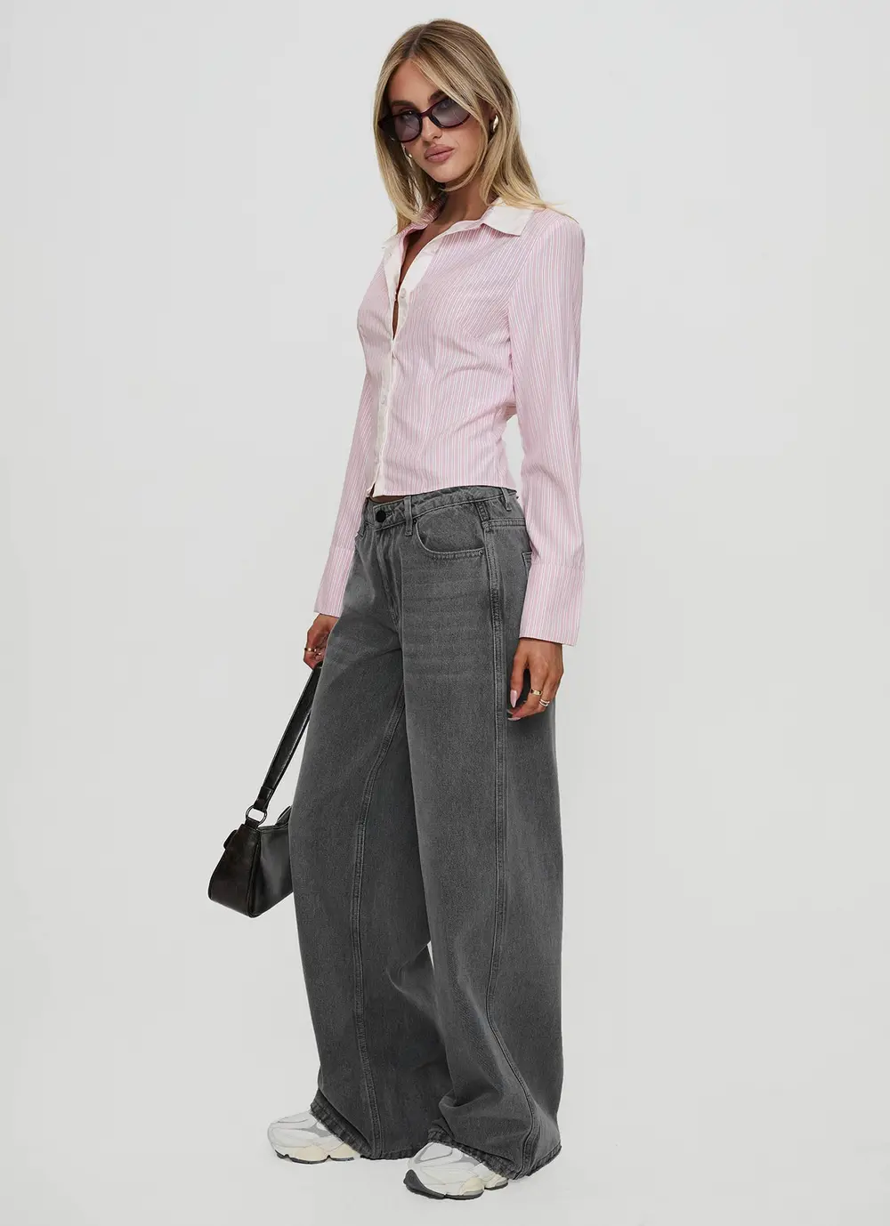 Ramos Low Rise Wide Leg Jeans Grey Wash