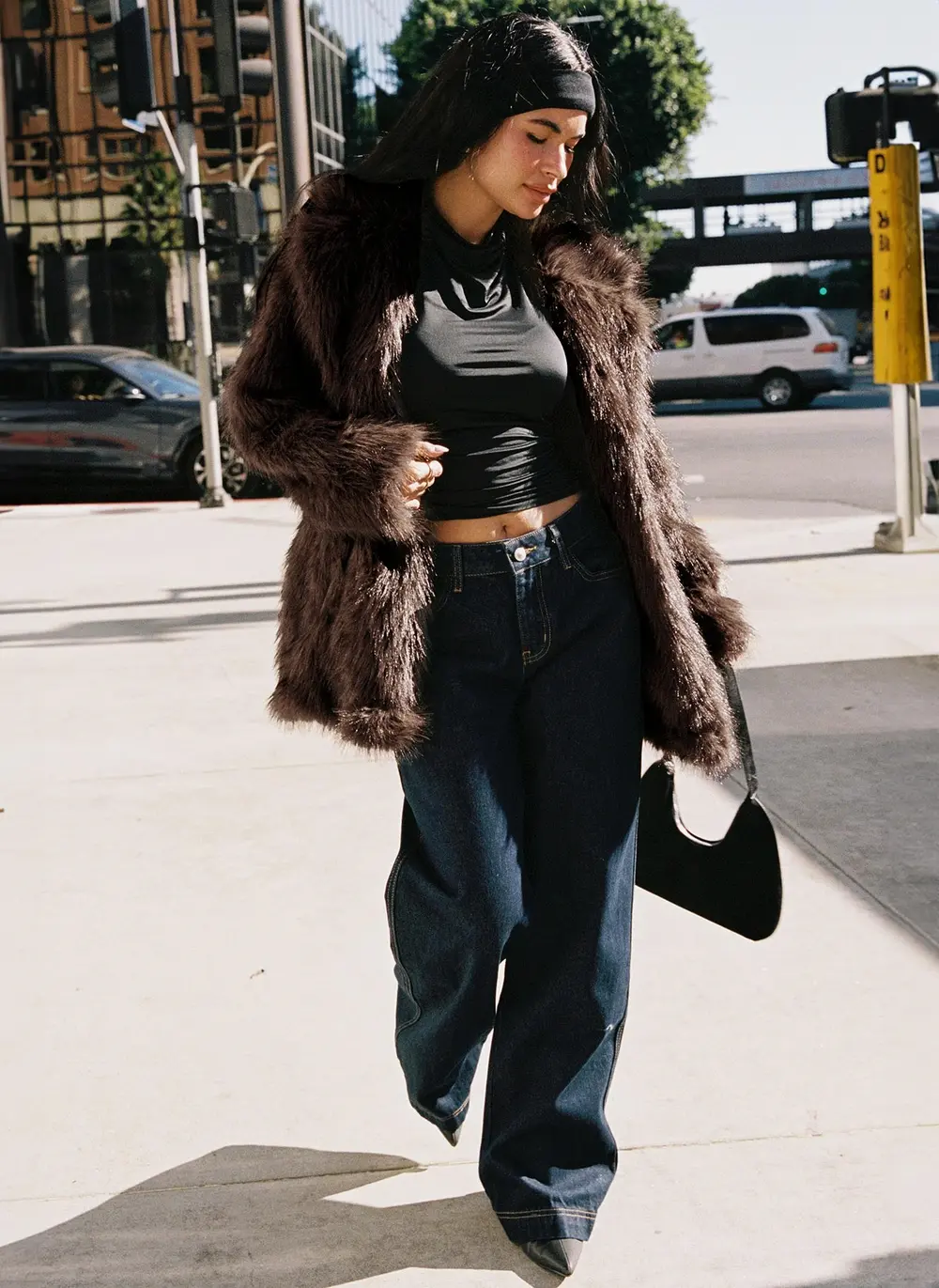 Super Trouper Faux Fur Jacket Brown