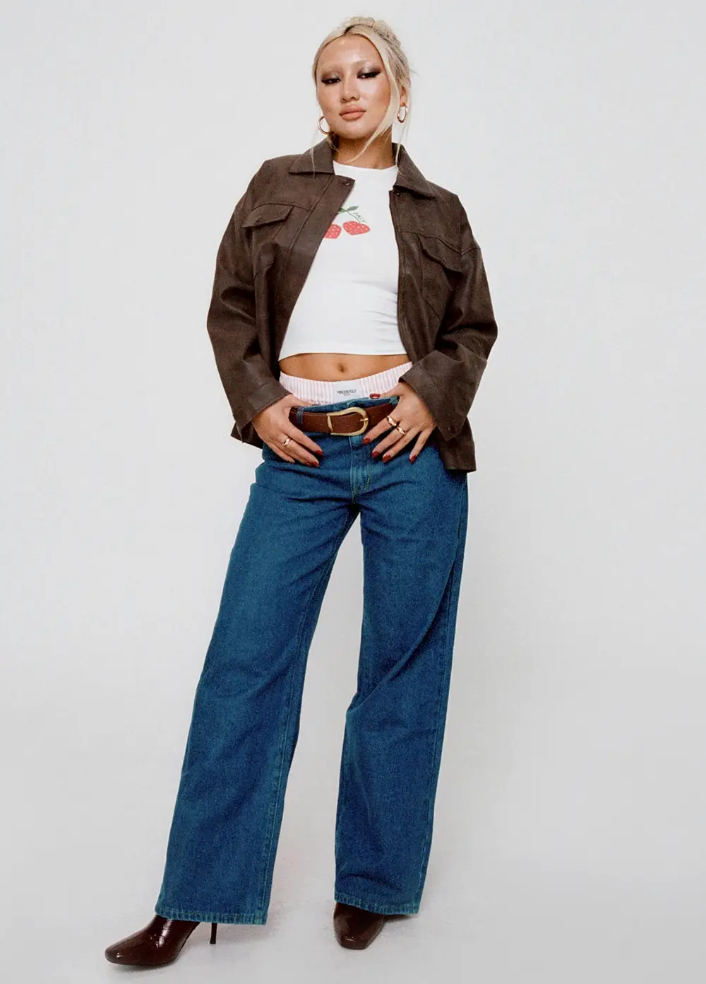 Top Model Low Rise Straight Leg Jeans Dark Denim