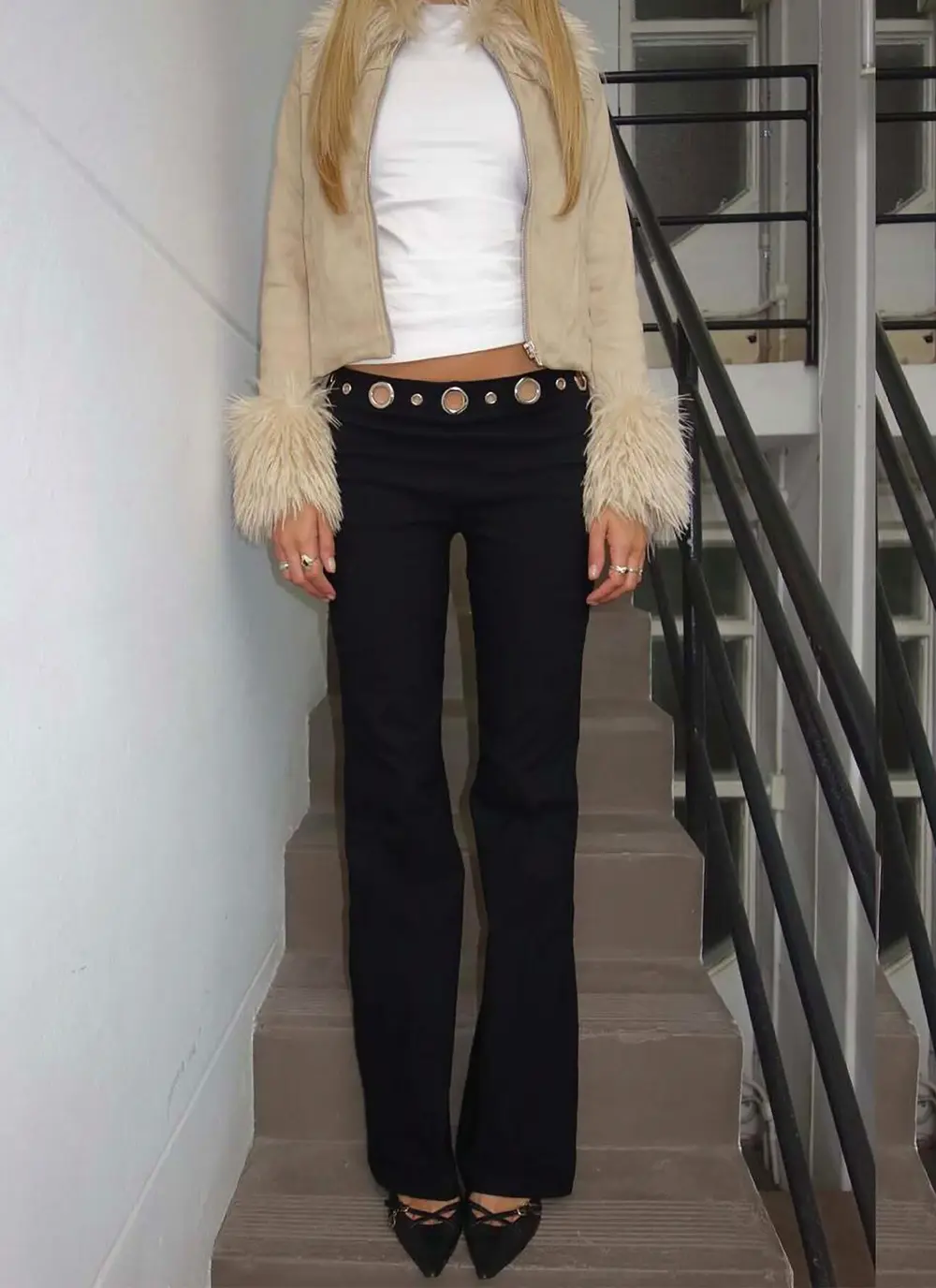 True Grit Eyelet Flare Pants Black