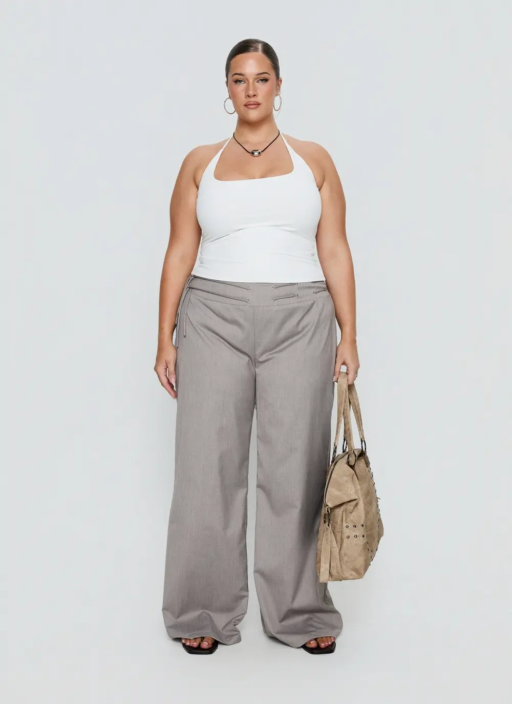 Just Have Fun Wide Leg Pant Grey Curve