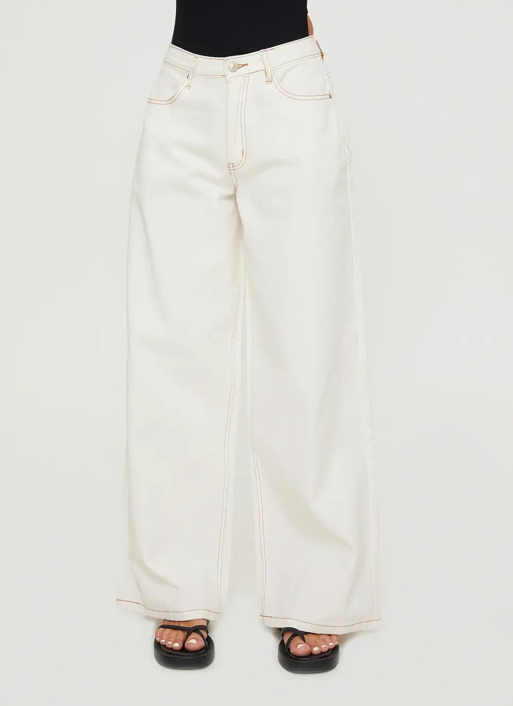 Naylor Mid Rise Wide Leg Jeans Cream Tall