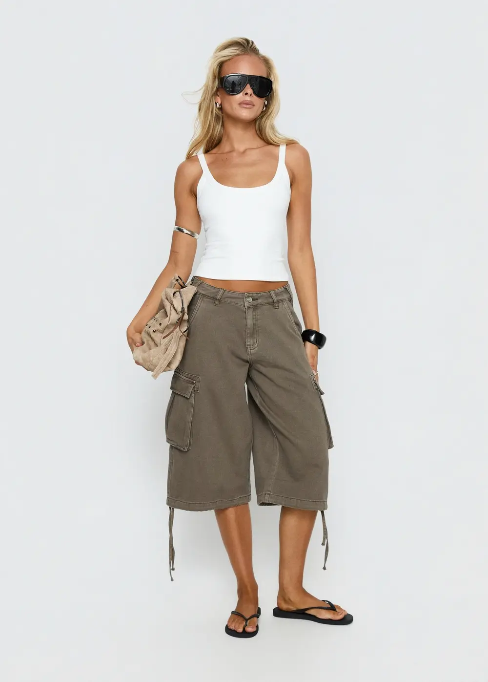 Hudsen Longline Cargo Shorts Khaki