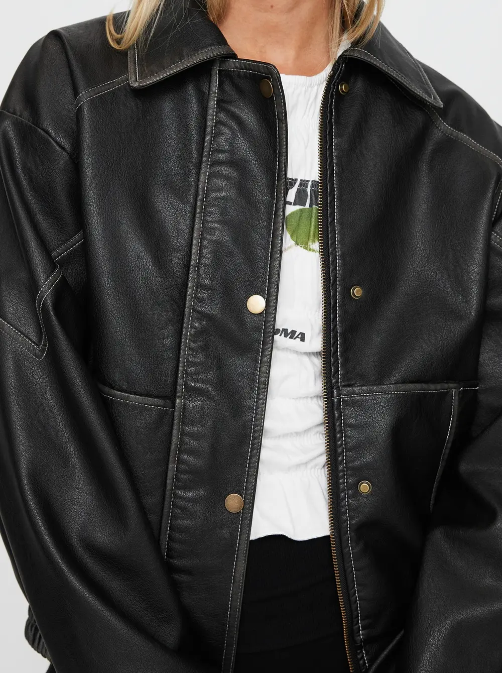 Jaxton Faux Leather Jacket Black