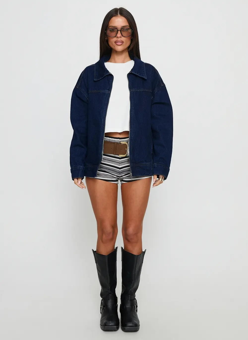 Goldsmith Denim Bomber Jacket Dark Wash