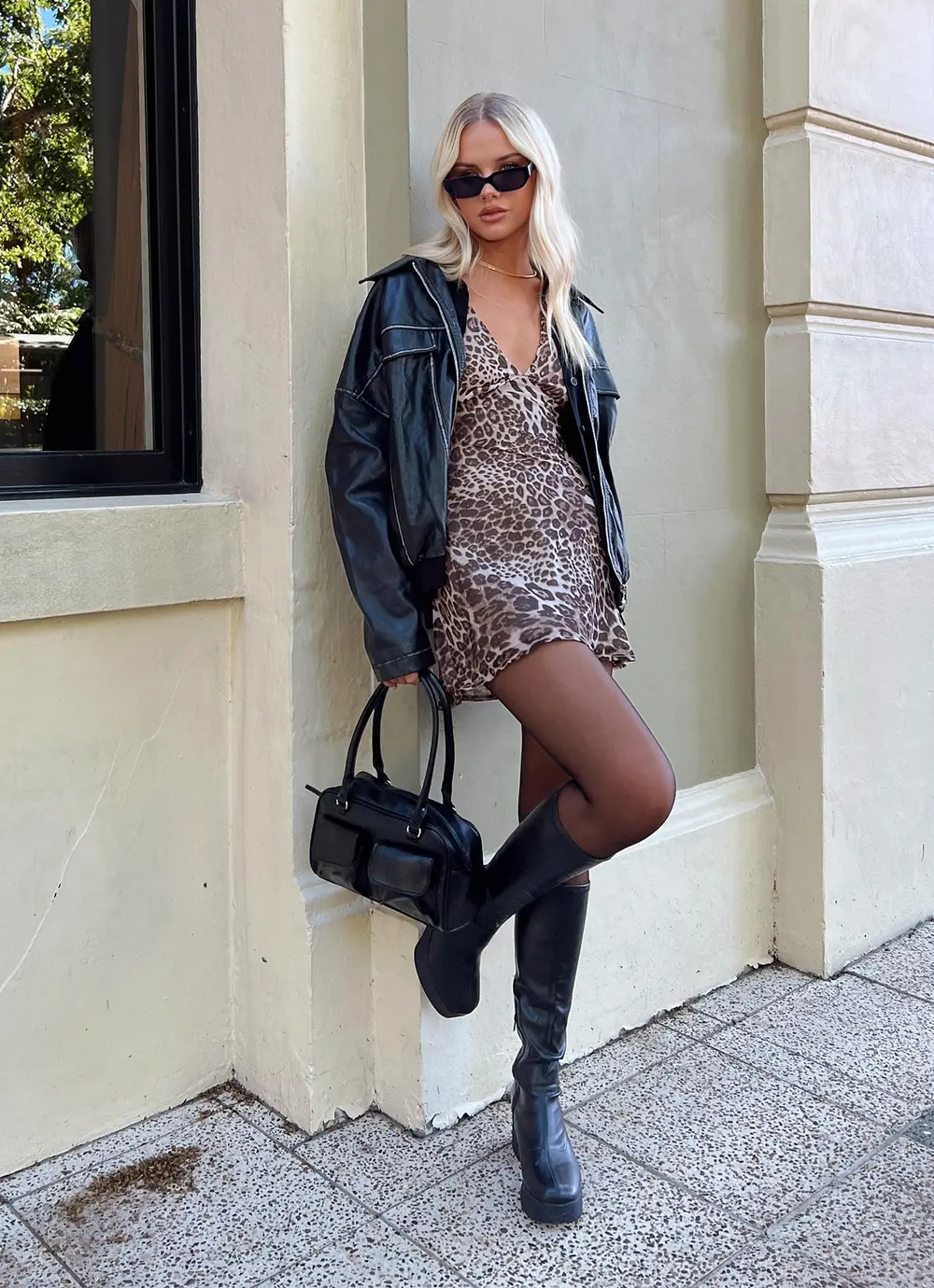 Tanza Faux Leather Jacket Washed Black