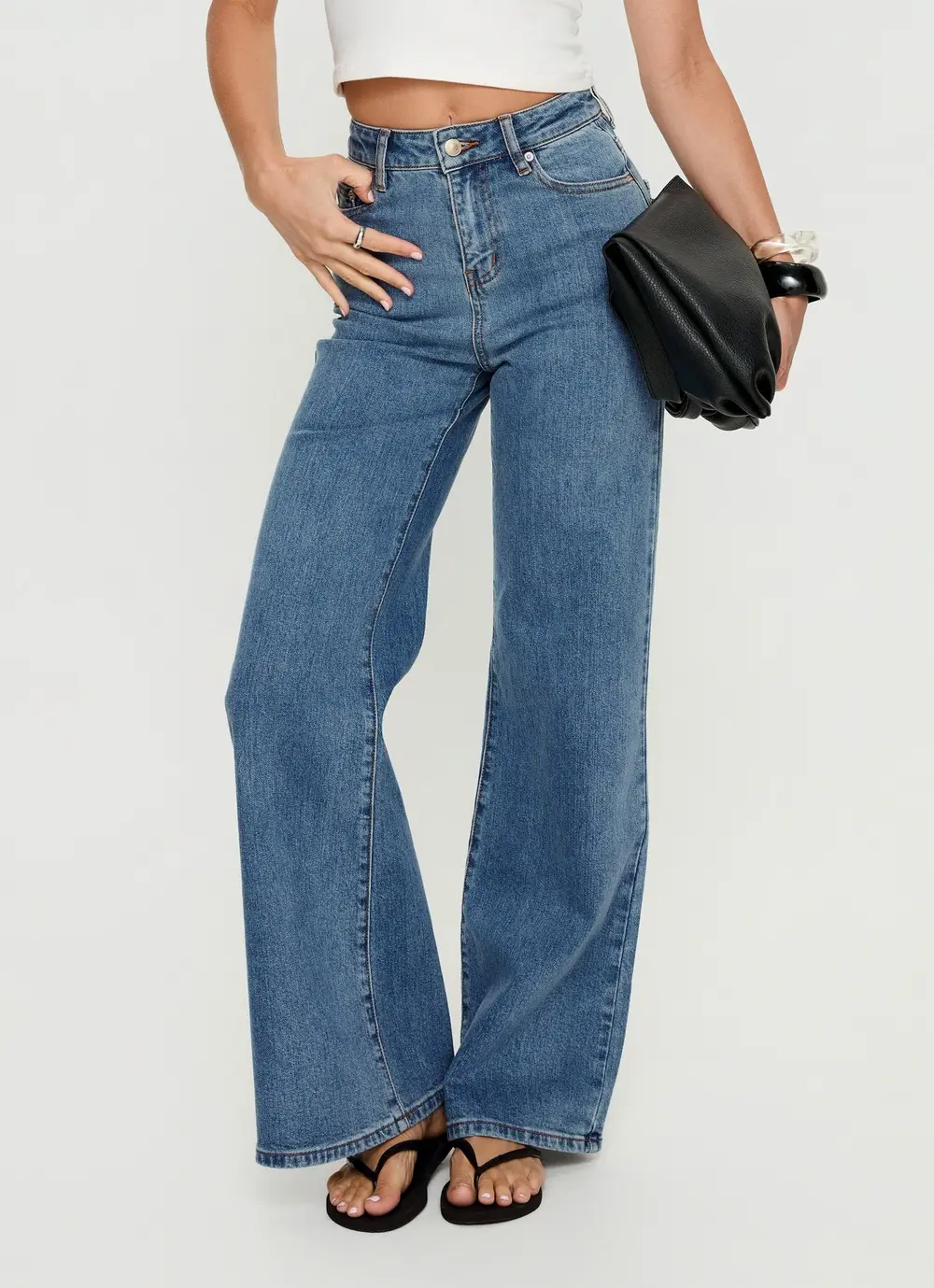 Thearlie High Rise Flared Jeans Mid Blue Wash