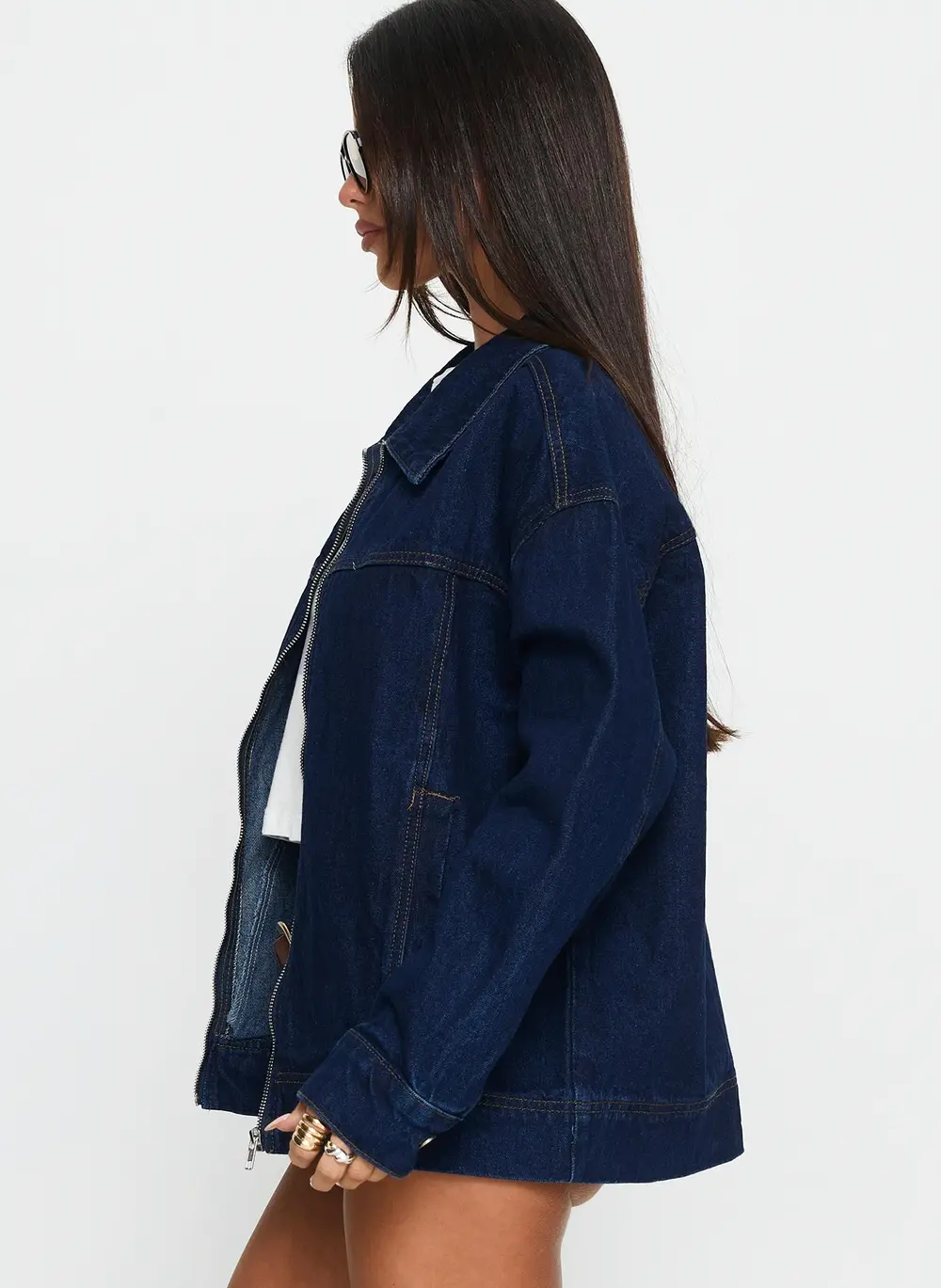 Goldsmith Denim Bomber Jacket Dark Wash