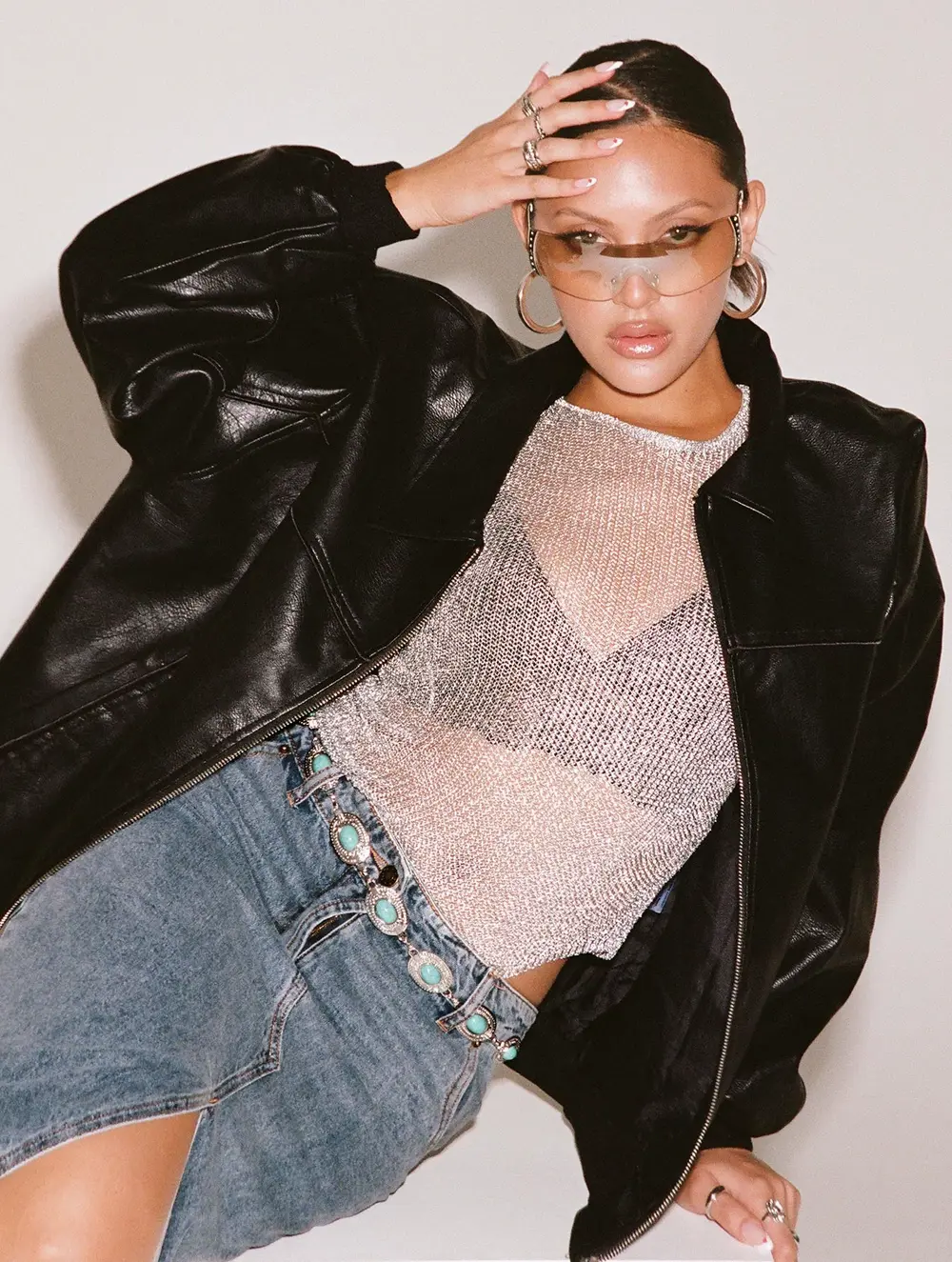 Goldsmith Faux Leather Bomber Jacket Black