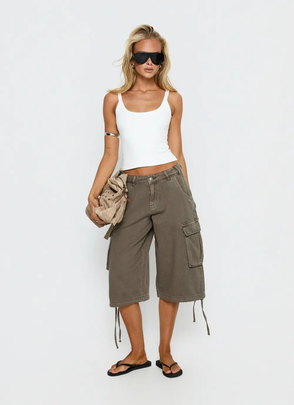 Hudsen Longline Cargo Shorts Khaki