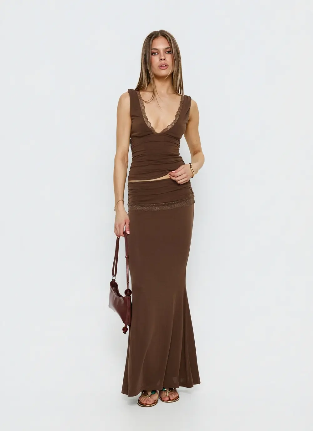 Zespri Jersey Maxi Skirt Brown