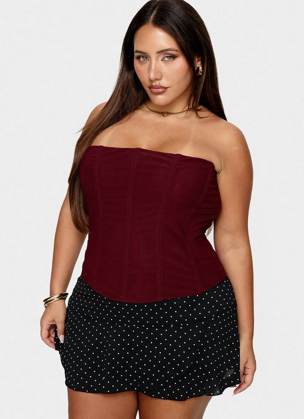 Sonsie Mini Skirt Black / White Polka Curve