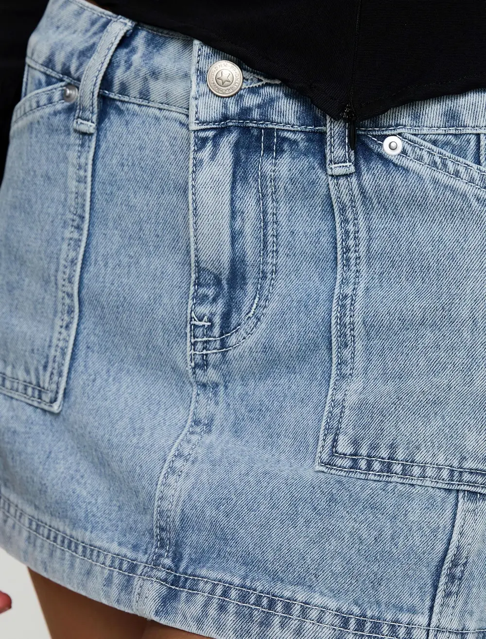 Pacific Coast Denim Cargo Skirt Light Wash