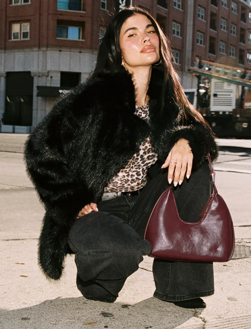 Super Trouper Faux Fur Jacket Black