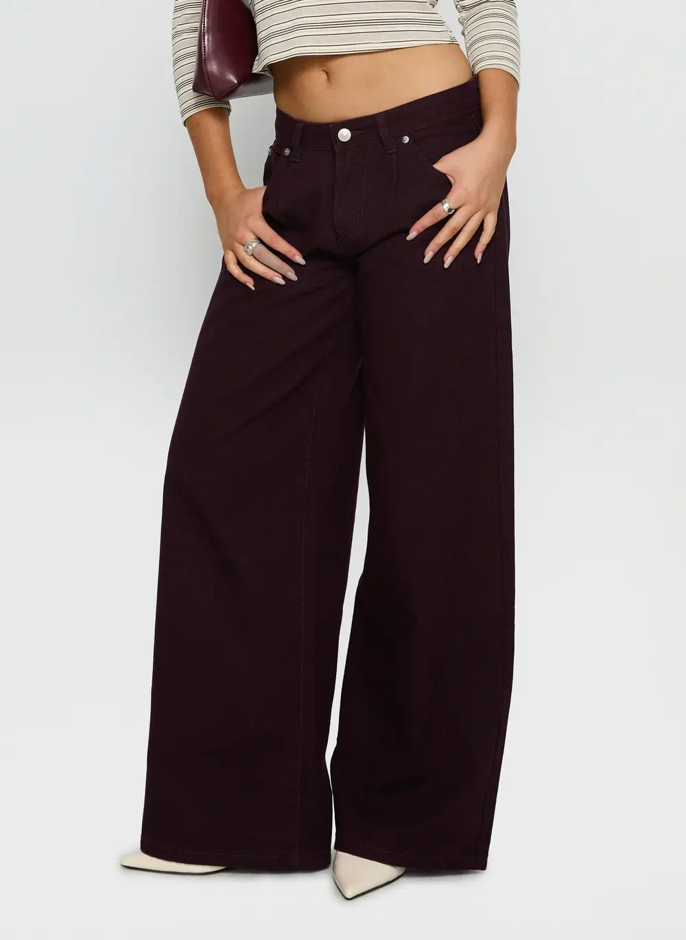 Supercut Low Rise Baggy Pleat Jeans Currant