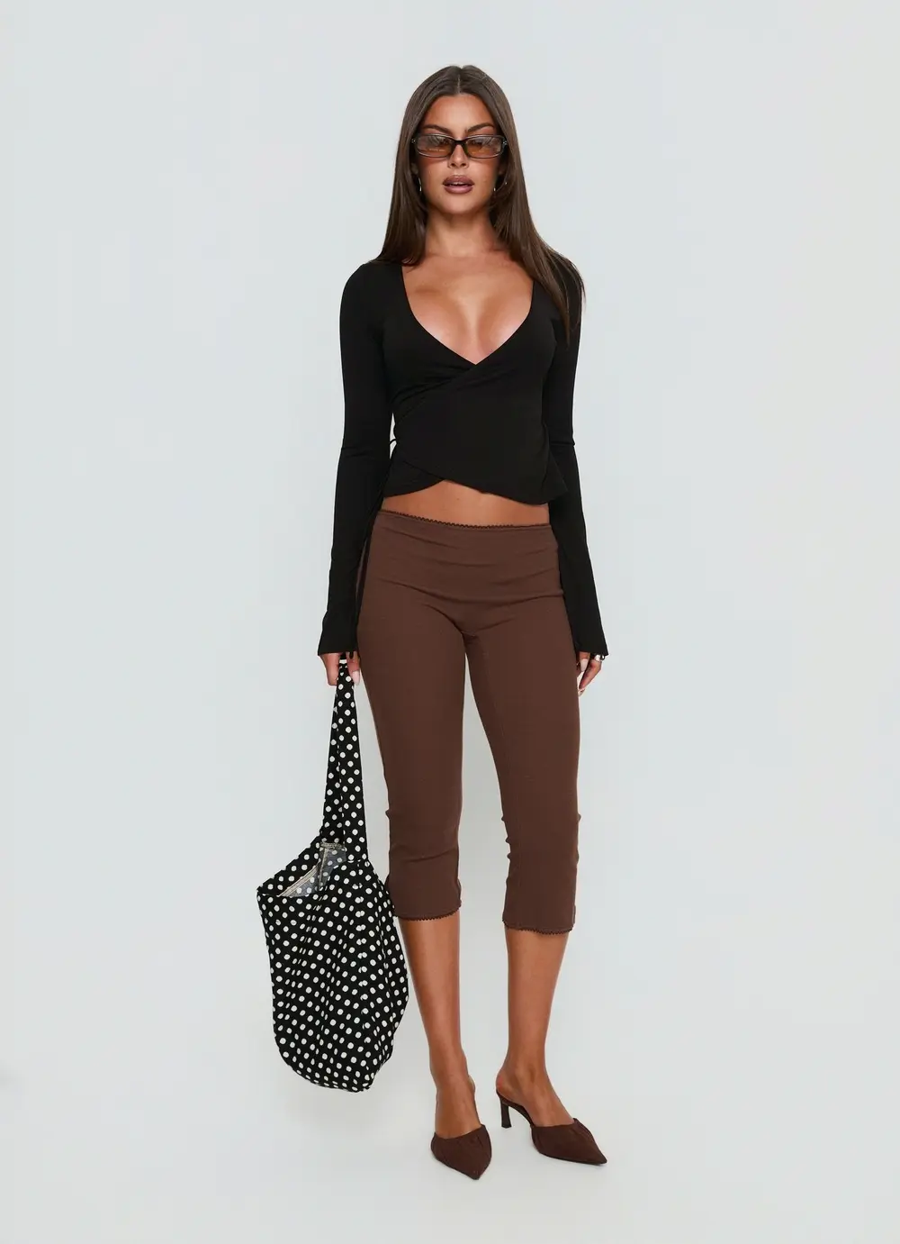 Baseline Rib Capri Pants Chocolate