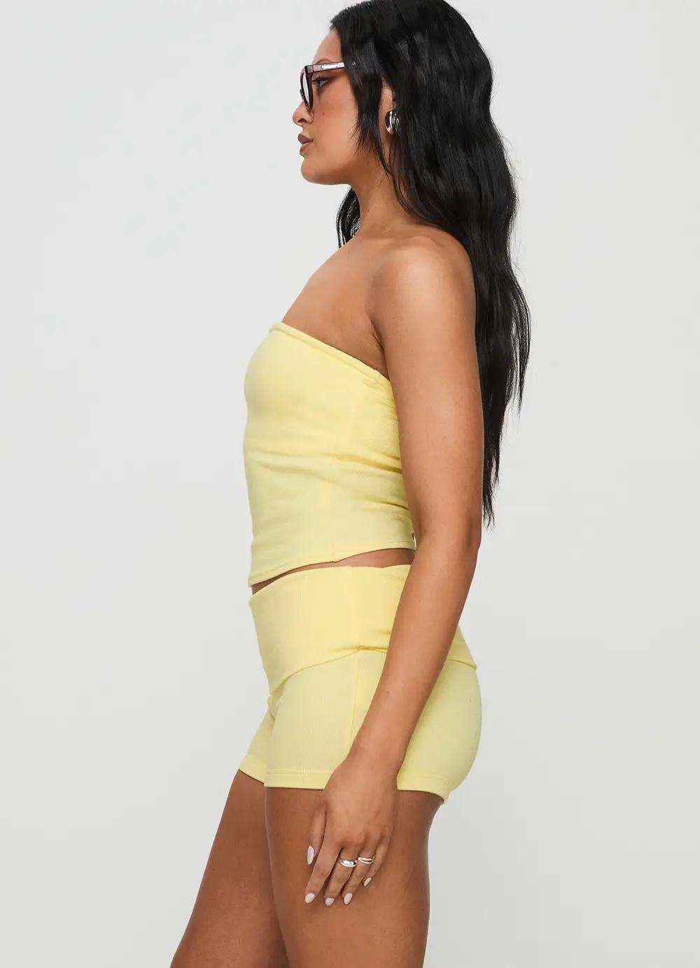 Baseline Low Rise Rib Shorts Yellow