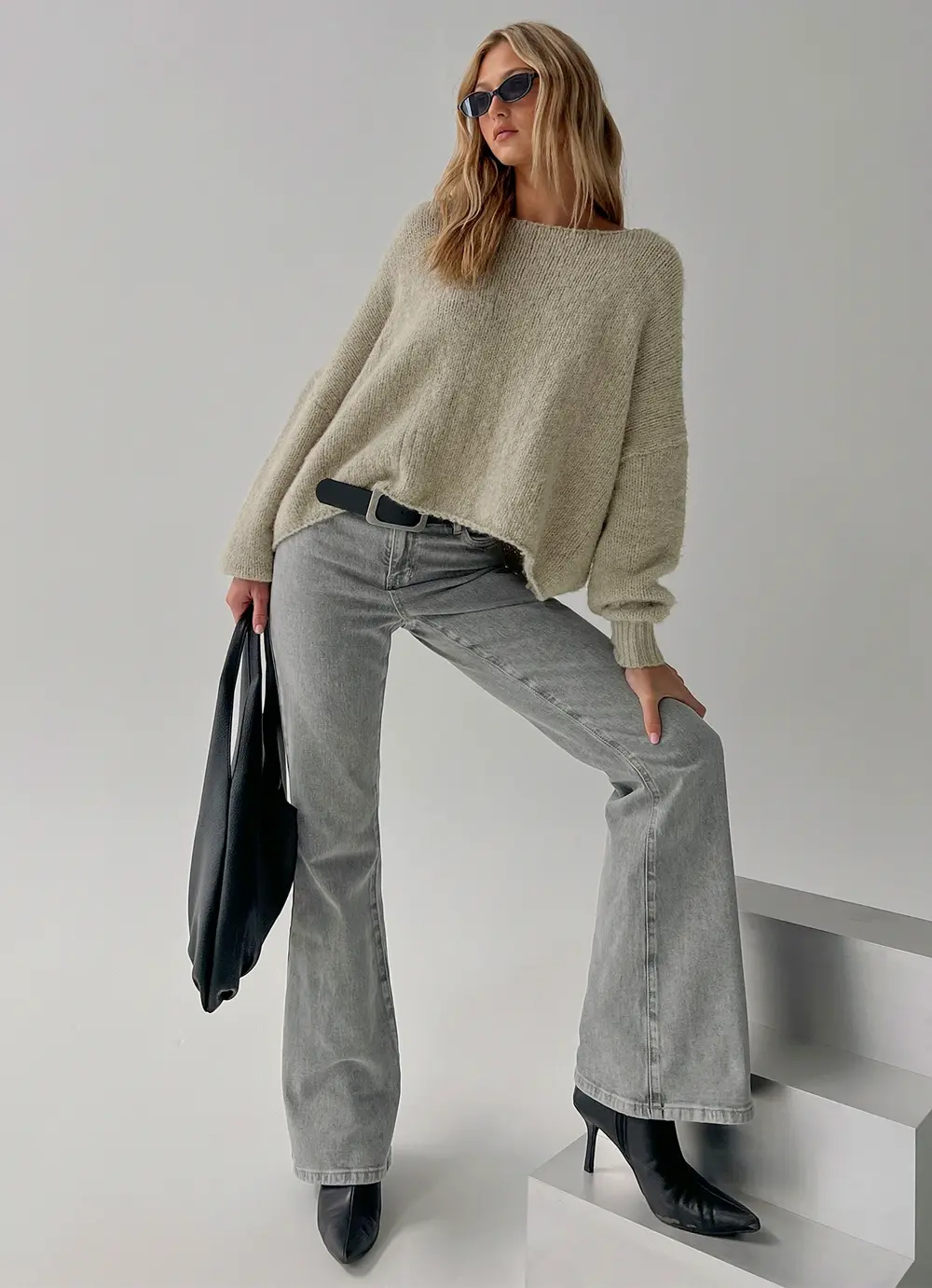 Magic Mirror Mid Rise Bootleg Jeans Washed Grey