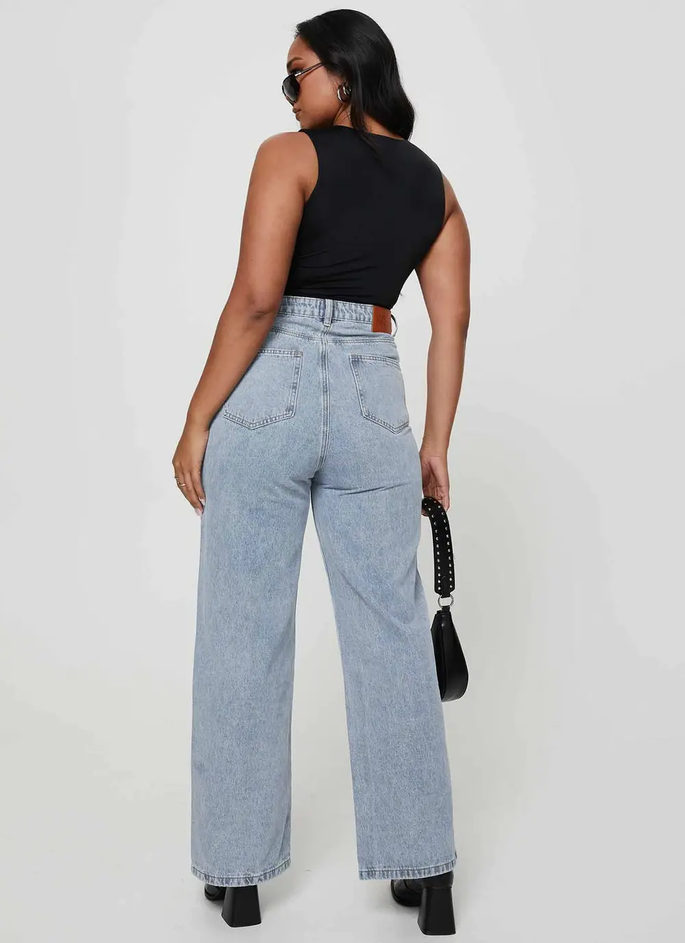 Nicolo High Rise Straight Leg Jeans Light Blue Wash