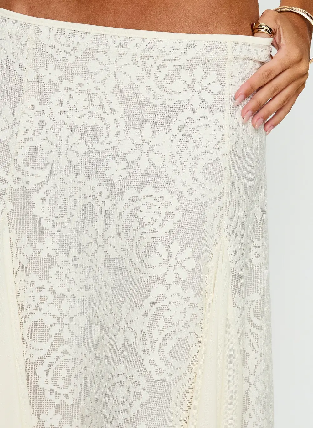 Quani Lace Midi Skirt Cream