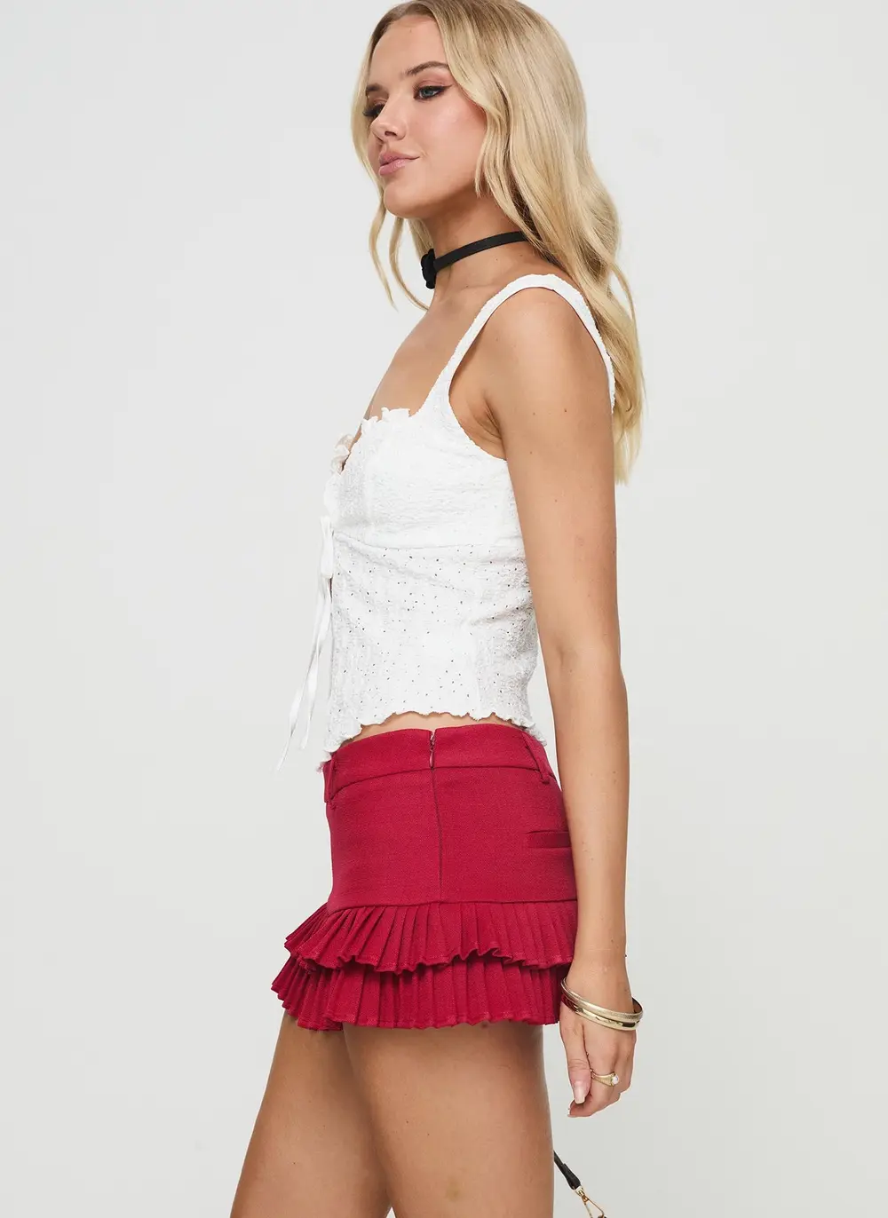 Deei Double Ruffle Mini Skort Poppy Red