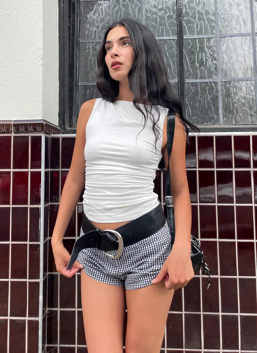 Hot Commodity Micro Shorts Black Gingham