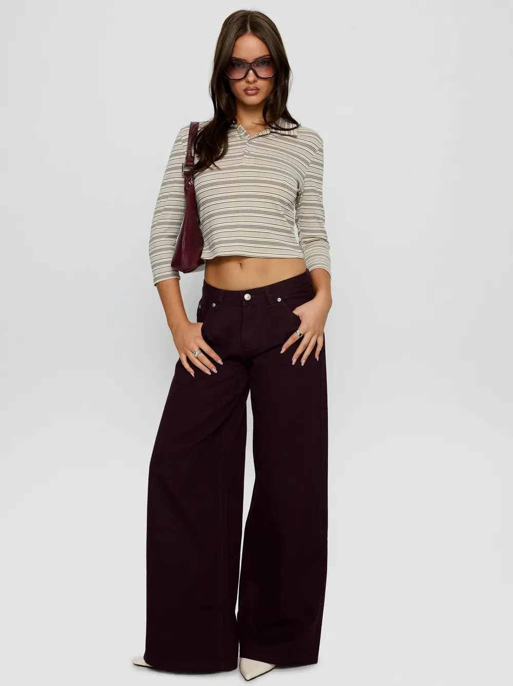 Supercut Low Rise Baggy Pleat Jeans Currant
