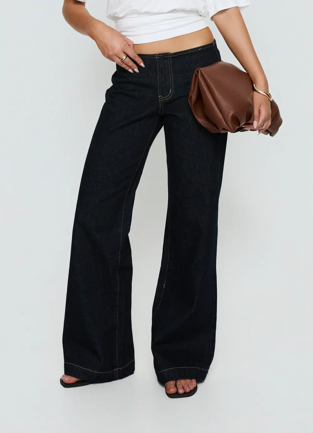 Buenos No Waist Low Rise Straight Leg Jeans Raw Denim