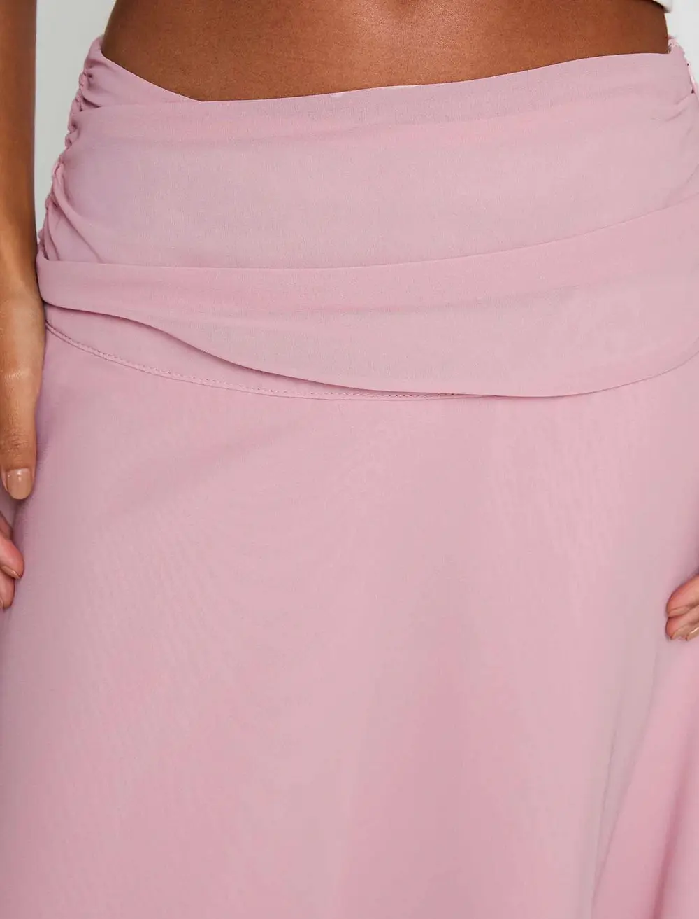 Evanescence Asymmetrical Midi Skirt Pastel Pink