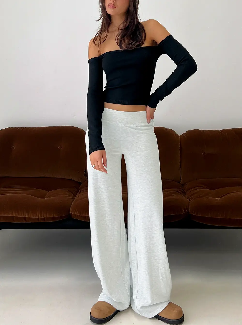 Ascenda Straight Leg Track Pant Grey Marle