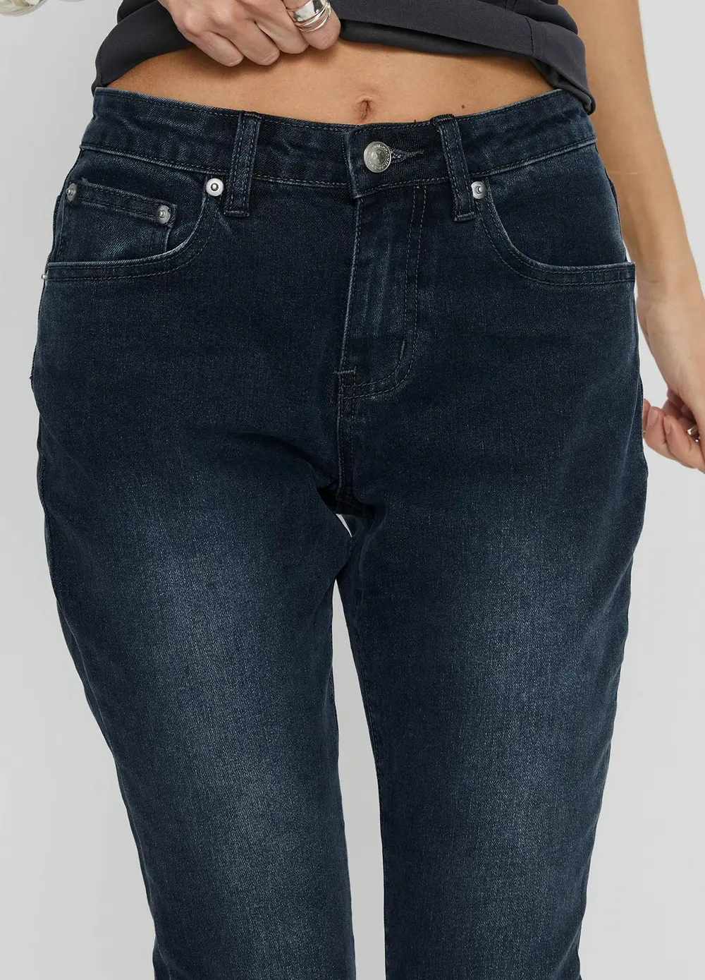 Illyssa Mid Rise Skinny Jeans Washed Charcoal