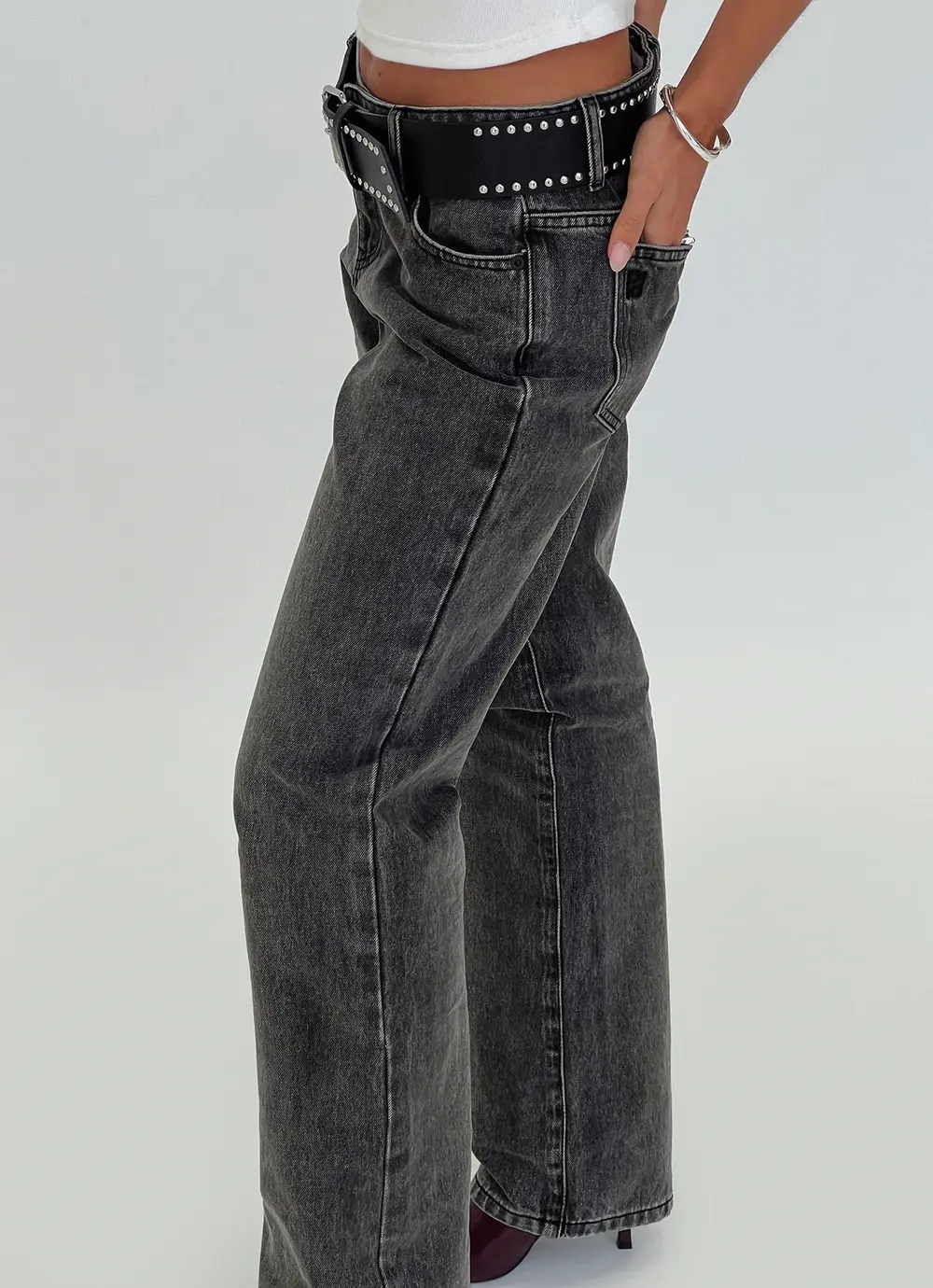 Better Half Low Rise Straight Leg Jeans Charcoal