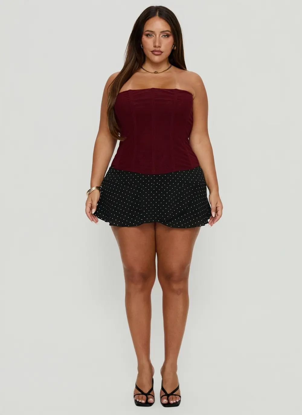 Sonsie Mini Skirt Black / White Polka Curve