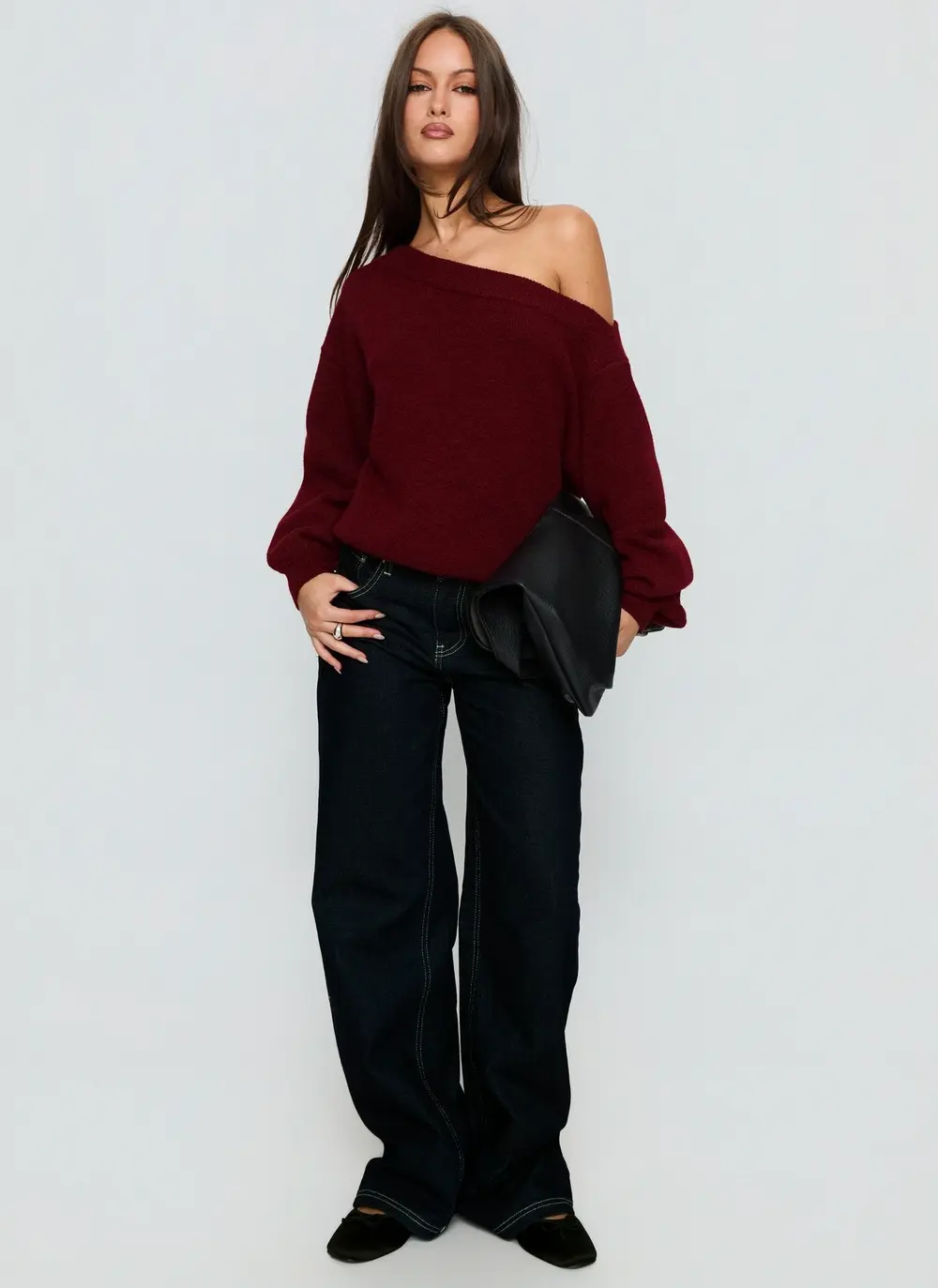 Noble Off The Shoulder Sweater Red
