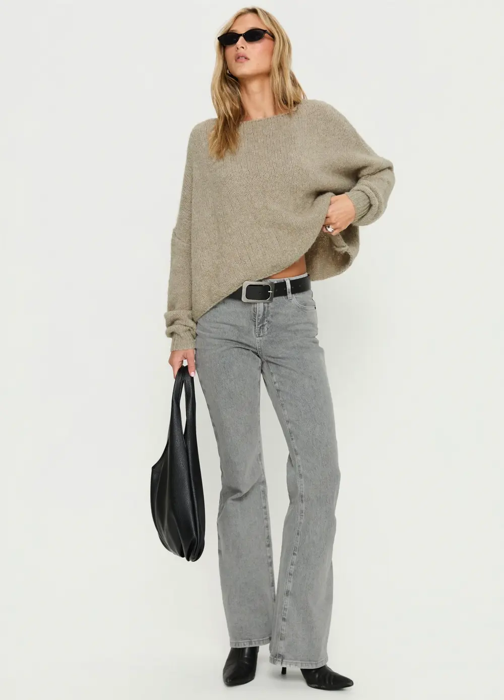 Magic Mirror Mid Rise Bootleg Jeans Washed Grey