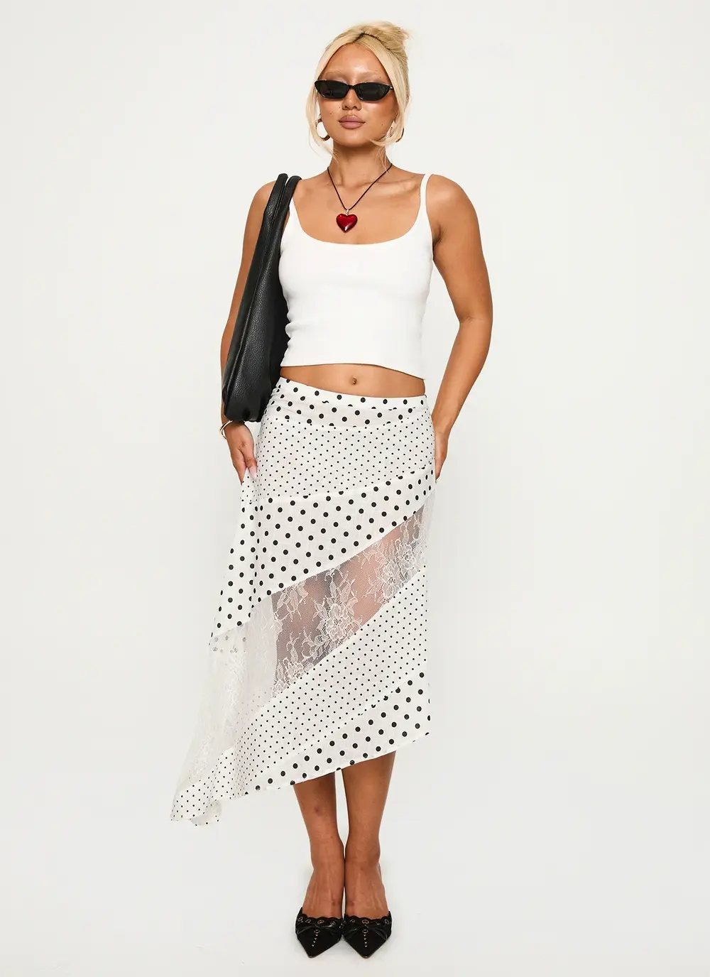 Rennar Maxi Skirt White / Polka Dot Petite