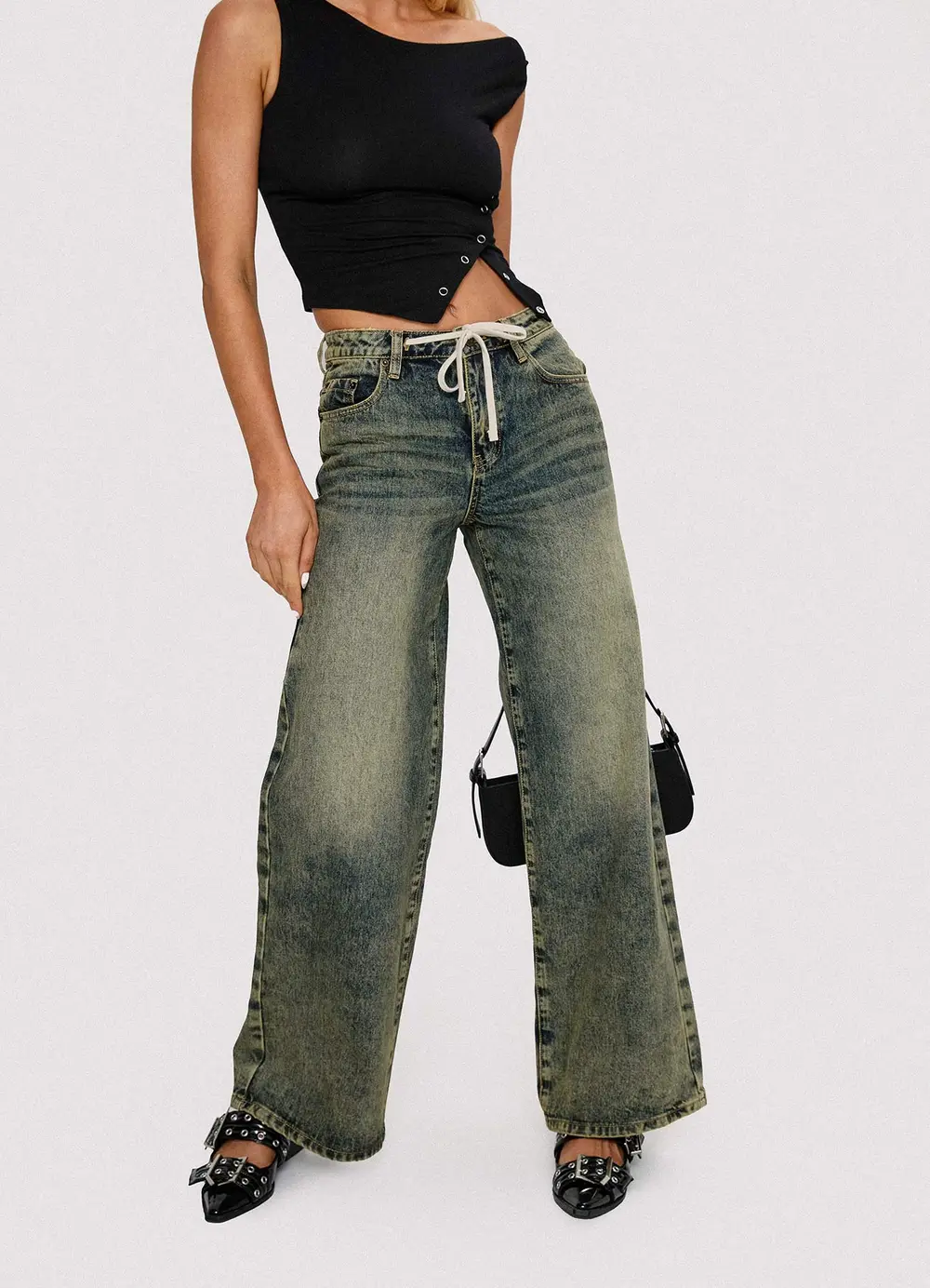 Mellowed Out Low Rise Straight Leg Jeans Antique Wash